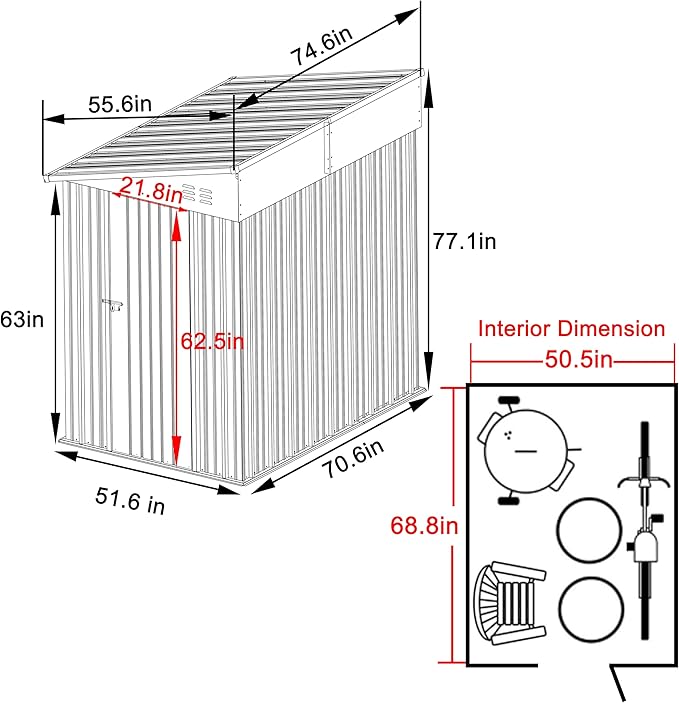 BlueWish 4'x6' Storage Shed, Lean-to Outdoor Storage Shed - Image 2