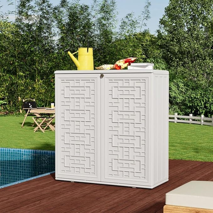 ZZM HDPE Outdoor Storage Shed, Outdoor Plastic Storage Cabinet, Horizontal - Image 2