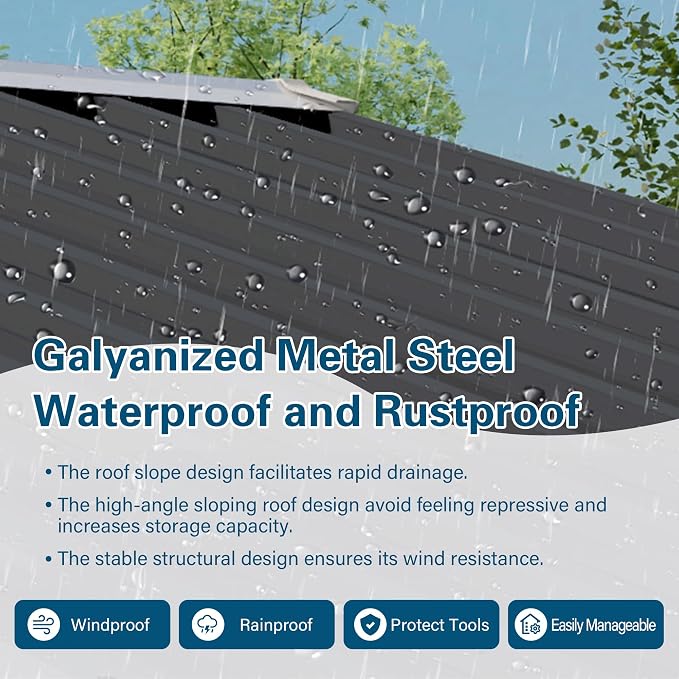 5X3 FT Metal Outdoor Storage Shed, Waterproof Tool House - Image 5