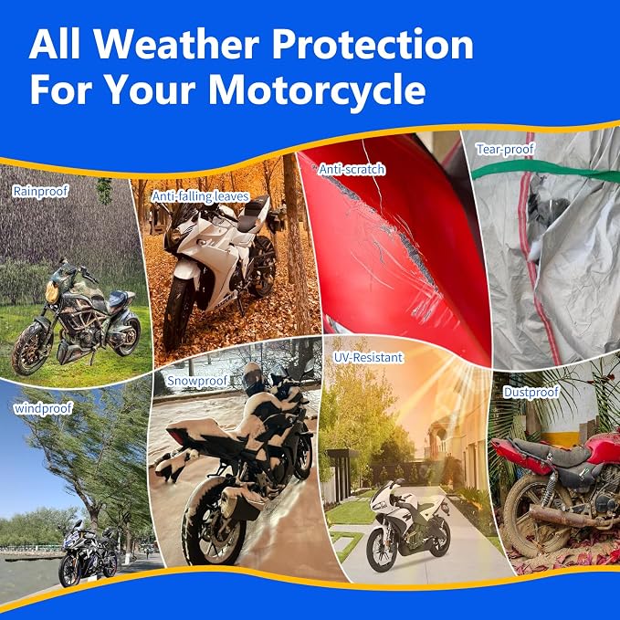 Motorcycle Cover, 600D Heavy Duty Waterproof Motorbike Cover, Dustproof - Image 7