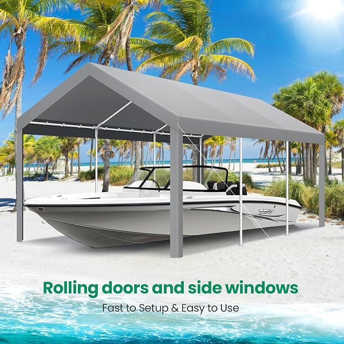 COBIZI Carports 10x20 Heavy Duty Car Tent Garage, Galvanized Frame Car Canopy - Image 5