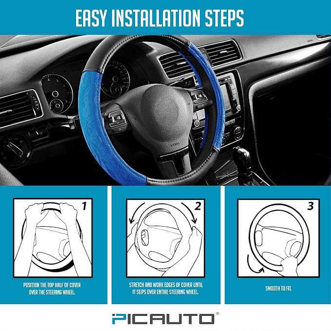 PIC AUTO Steering Wheel Cover, Silk Grain Leather Car Steering Wheel Protector - Image 7