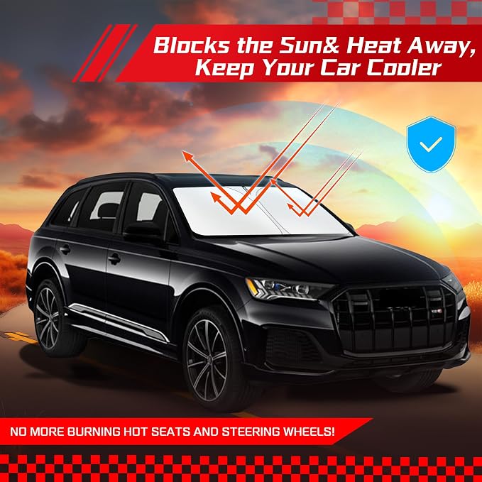 ARISMOTOR Windshield Sun Shade for Audi Q7 2016-2025, Custom Fit Foldable Front - Image 7