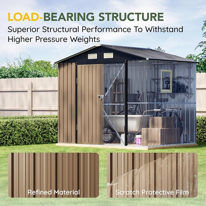 Breezz 6X8FT Outdoor Steel Storage Shed - Image 2