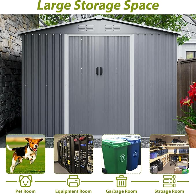 8x6 FT Outdoor Metal Storage Shed - Image 8