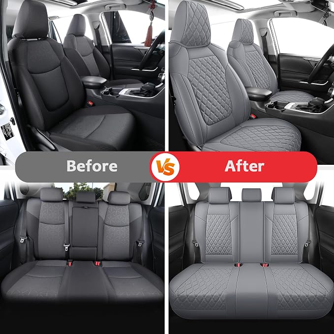 MIROZO RAV4 Seat Covers, Faxu Leather Car Seat Covers Non-Hybrid Fits - Image 5