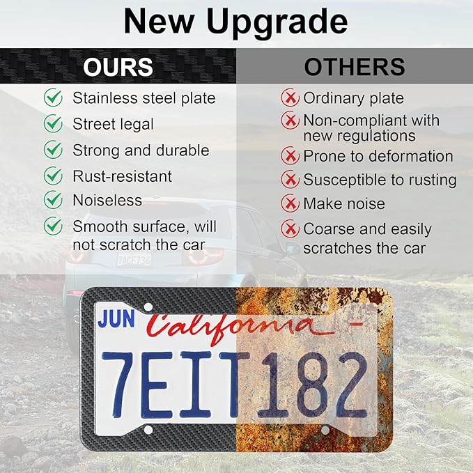 LivTee Carbon Fiber License Plate Frames, 4 Holes Stainless Steel License Plate - Image 6