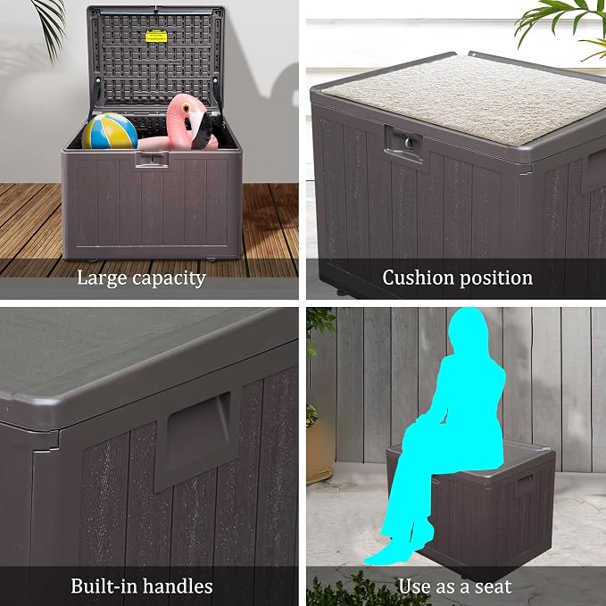 33 Gallon Pro Waterproof Outdoor Storage Bin Resin Deck Box - Image 8