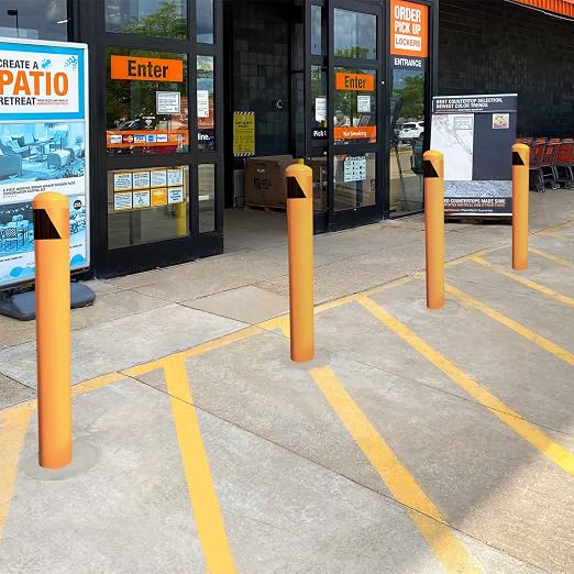 58" Pour in Place Steel Bollard Post, 5-1/2" OD Safety Bollard Yellow Powder - Image 8