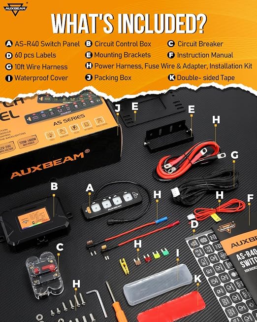 Auxbeam 4 Gang Slim Switch Panel RGB AS-R40 Toggle Momentary Pulsed Dimmable - Image 7