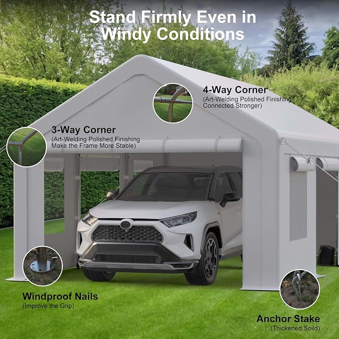 13x20ft Carport Heavy Duty, Portable Garage - Image 5