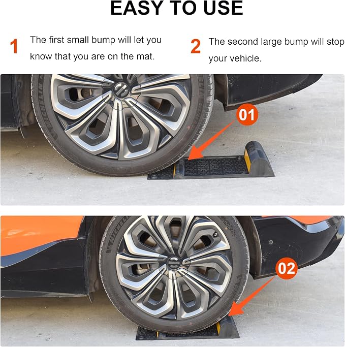 OrangeStar 4 Pack Parking Guide Mat, 21” Heavy Duty PU Wheel Stopper - Image 4
