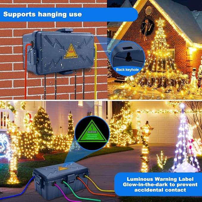 Hrensaw Medium Outdoor Electrical Box, Weatherproof Connection Box w/6 Cable - Image 6