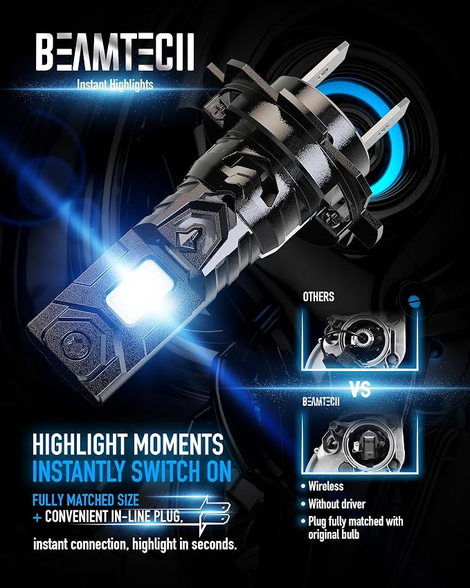 BEAMTECH H7 Light Bulb, No Adapter Need High Speed Fan 6500K Xenon White H7 - Image 5