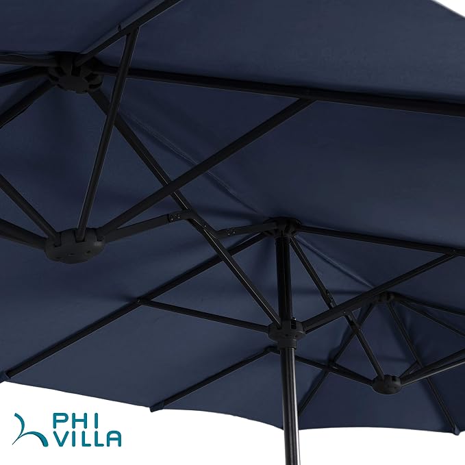 PHI VILLA 13ft Double-Sided Twin Outdoor Patio Umbrella Market Umbrella - Image 2