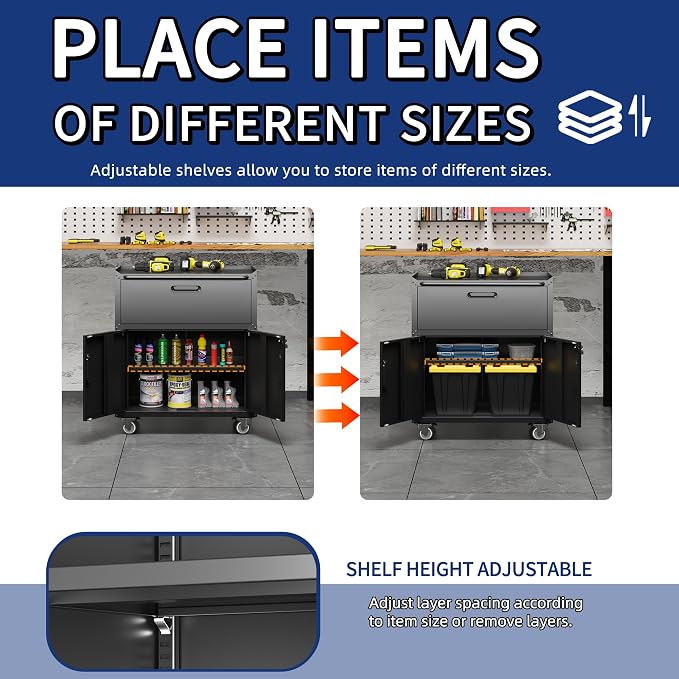 Metal Tool Cabinet, Garage Storage Cabinet System, Wall Cabinet & Locking - Image 7