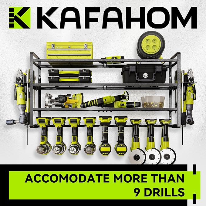 KAFAHOM Power Tool Organizer Wall Mount, 9 Drill Holders - Image 4