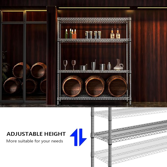 1760 LBs 4 Tier Storage Rack Metal Wire Shelving Unit, Storage Standing Shelf - Image 5