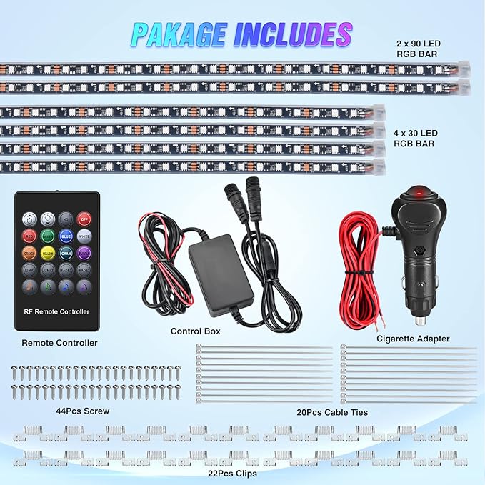 Nilight 6Pcs Car Underglow Neon Accent Strip Lights 300 LEDs RGB Multi Color - Image 6