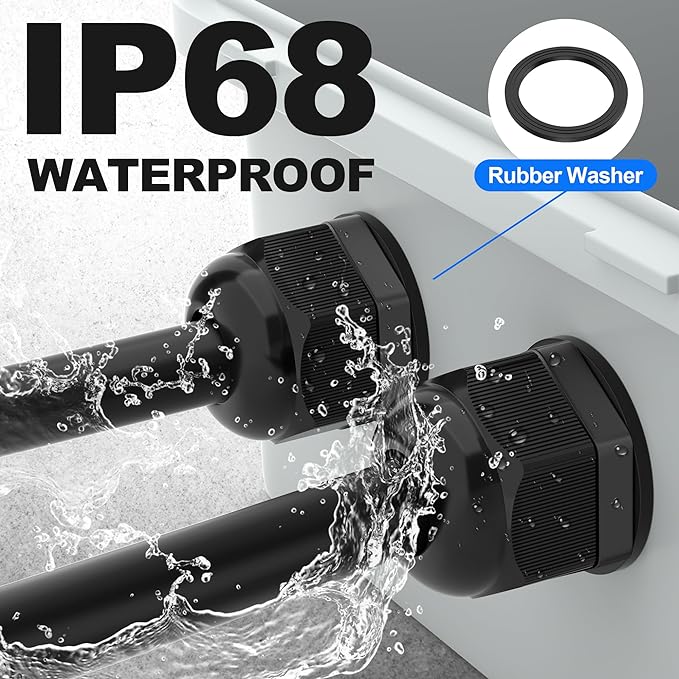 Joinfworld 72pcs Cable Glands Kit Waterproof Strain Relief Cord Connector Grip - Image 4