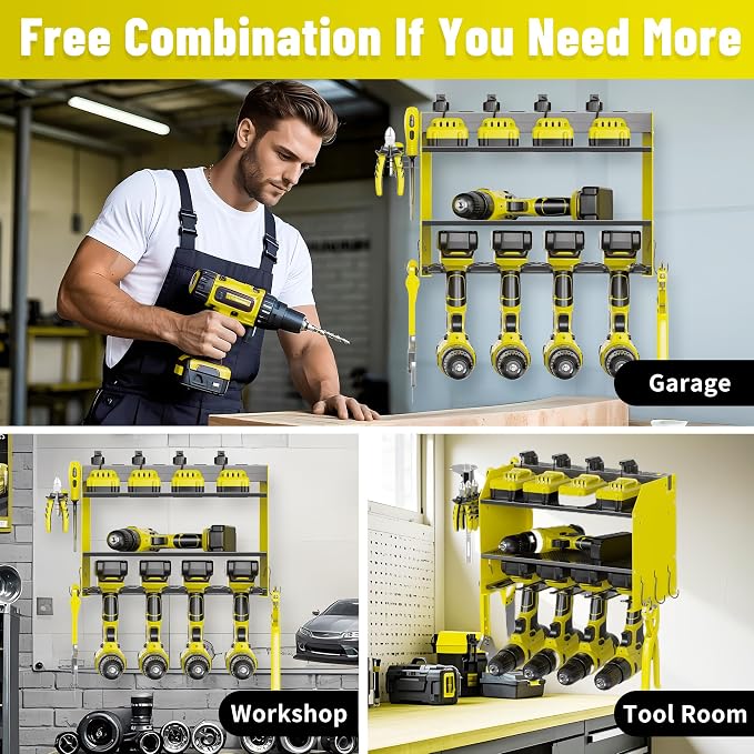 3-Tier Modular Drill Holder & Power Tool Organizer Wall Mount - Image 6