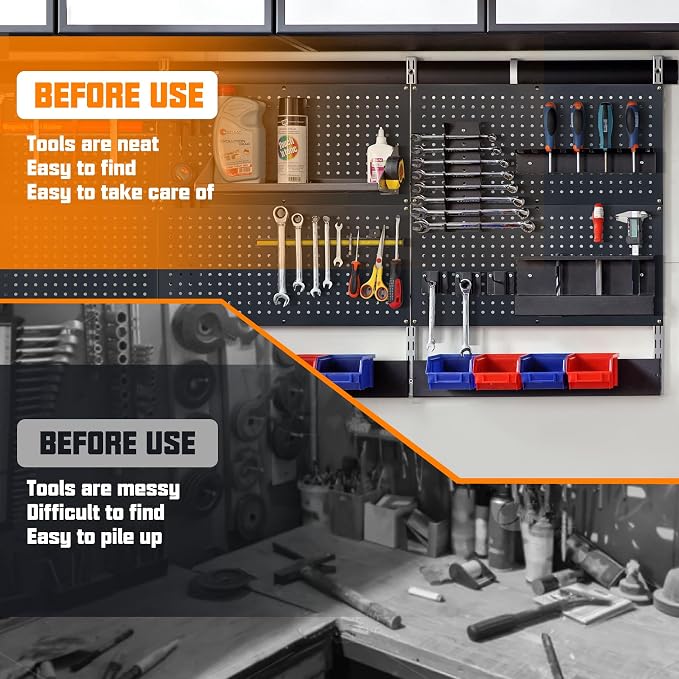 Metal Pegboard Storage System, Garage Wall Organizer, Tool Storage Panels - Image 4