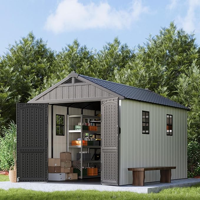 Patiowell 8x12 FT Outdoor Storage Shed, Plastic Shed Resin Garden Shed - Image 2