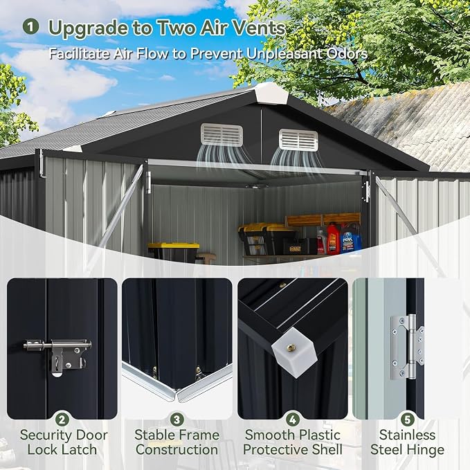 Aoxun 6.2x4 FT Shed Outdoor Galvanized Storage Shed - Image 5