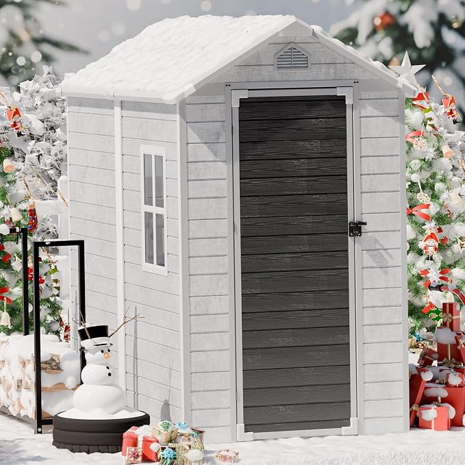 4x6 FT Small Plastic Shed Resin Outdoor Storage - Image 7