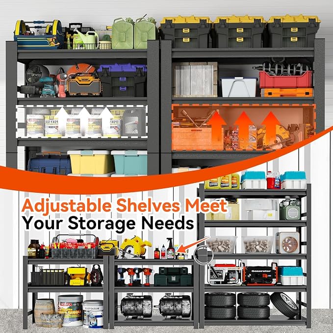 Metal Garage Shelving Unit, Heavy Duty 5-Tier Adjustable Storage shelves - Image 7