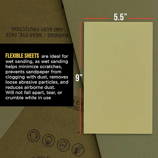 Dura-Gold Premium 10000 Grit Wet or Dry Sandpaper Sheets, 5-1/2" x 9", Box of 25 - Image 3