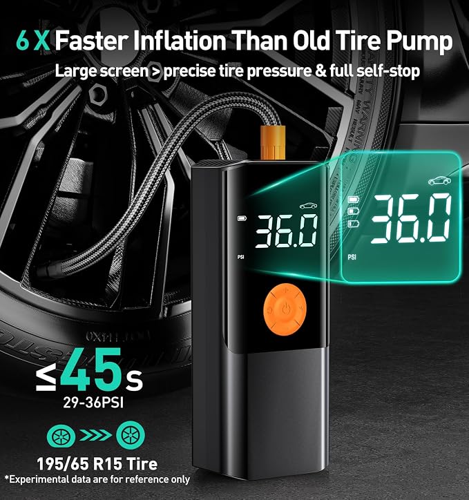 Tire Inflator Portable Air Compressor, 150PSI＆20000mAh Battery Air Pump - Image 2