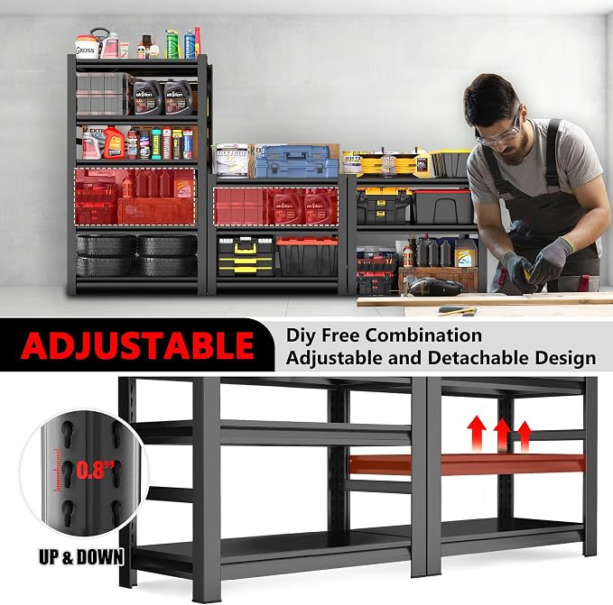 63" H Garage Shelving 3000LBS Heavy Duty Steel Shelving Units, Adjustable 5 - Image 7