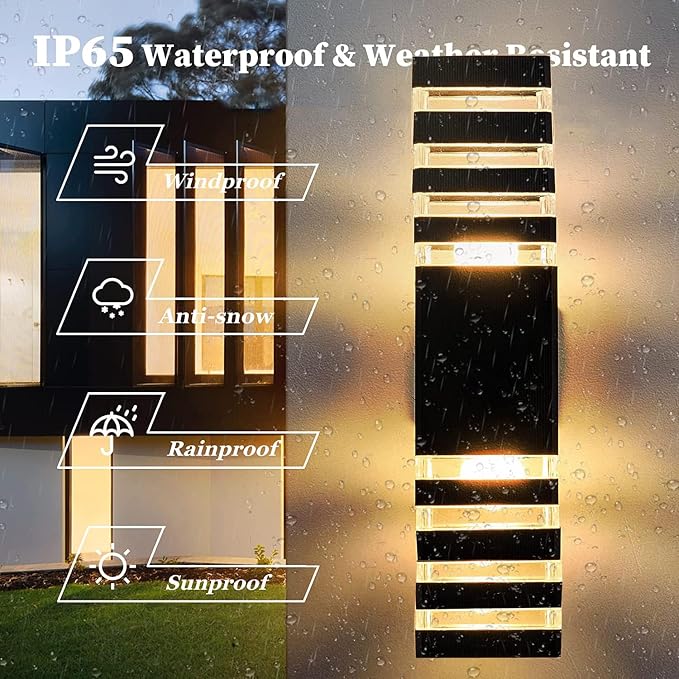 18inch LED Square Up & Down Wall Lights, 24W Outdoor Wall Light 4000K Day White - Image 5