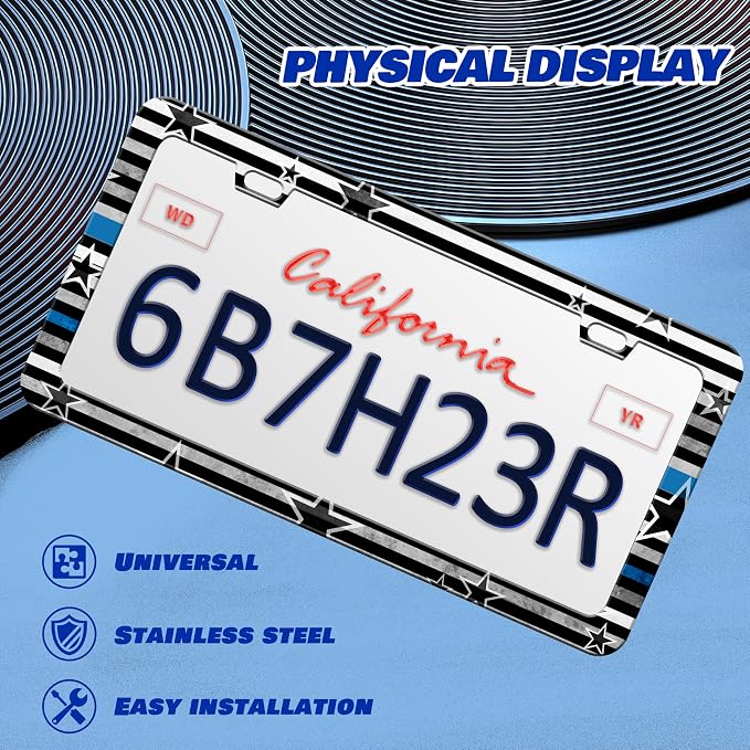 American Flag Blue Line License Plate Frame Star Flag License Plate Frames - Image 3