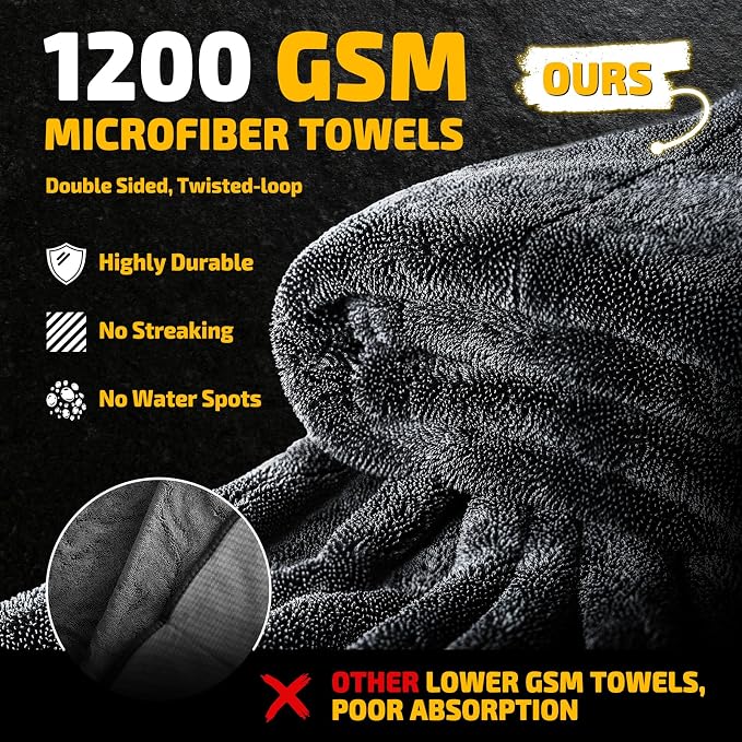 2-Pack 1200 GSM Car Drying Towels – Microfiber Towels - Image 2
