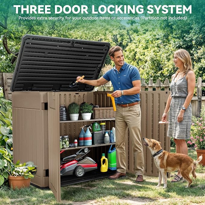 YITAHOME Extra Large Outdoor Horizontal Storage Shed, 4.5x4ft Resin Tool Sheds - Image 2