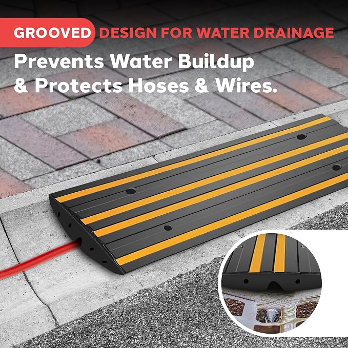 Pyle 4 ft. Rubber Curb Ramp, Non-Slip Threshold Single Ramp - Image 6