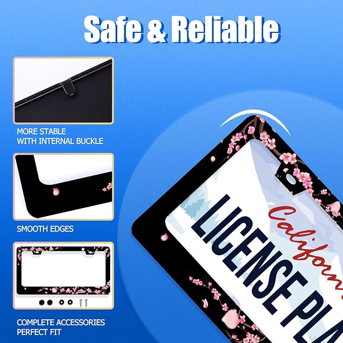 Cherry Blossom License Plate Frame Beautiful Flowers Pink License Plate - Image 2