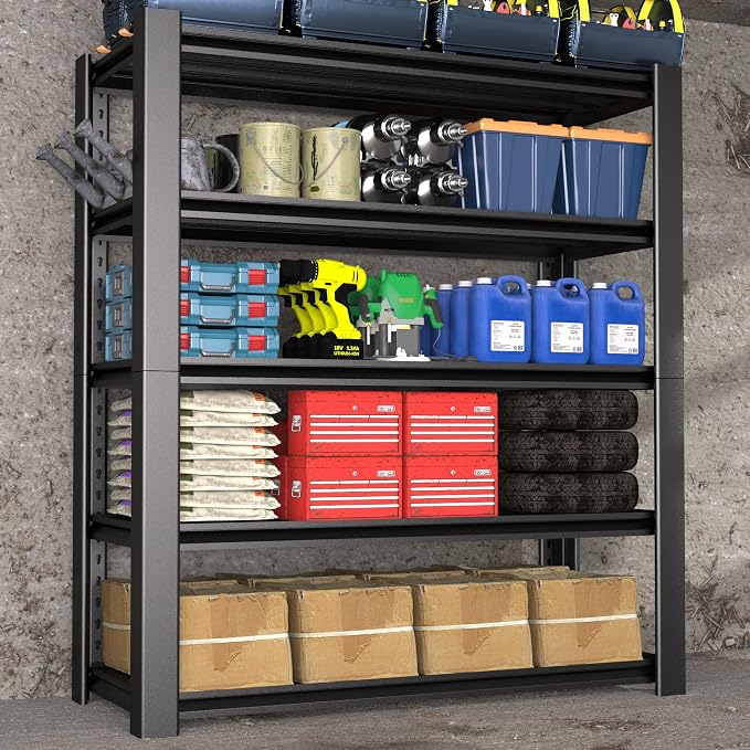 76" H x 60" W x 24" D 5-Tier Heavy Duty Garage Shelving Unit, 3000 LBS Capacity by Nexvrtau