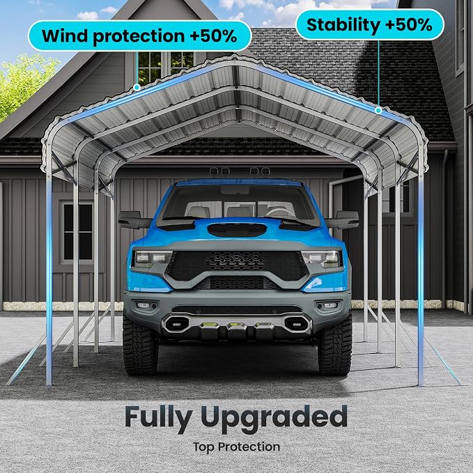 10x15 Carport, Heavy Duty Metal Car Port, All-Weather Protection, Easy Assembly - Image 5
