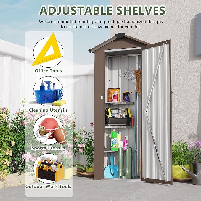 Outdoor Metal Storage Shed, Waterproof Garden Tool Shed - Image 5