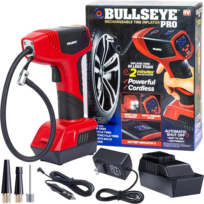 Bullseye Pro Automatic Digital Tire Inflator 150 PSI Max w/Gauge Display Screen by EMSON