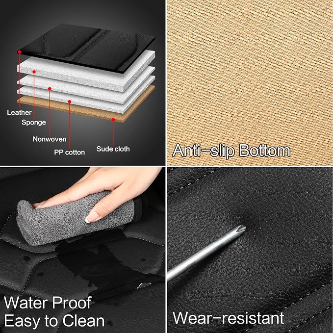 Pariitadin Leather Car Seat Covers Front Pair, Waterproof Faux Leather Seat - Image 6