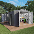10x14x6.7FT Outdoor Storage Shed, Galvanized Steel Garden Shed by Vigohuseeo
