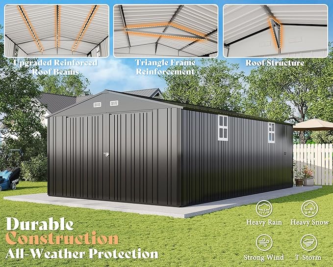 AMERLIFE 13.2x21x8.4 FT Outdoor Metal Garage Shed, Extra Large Storage Shed - Image 7