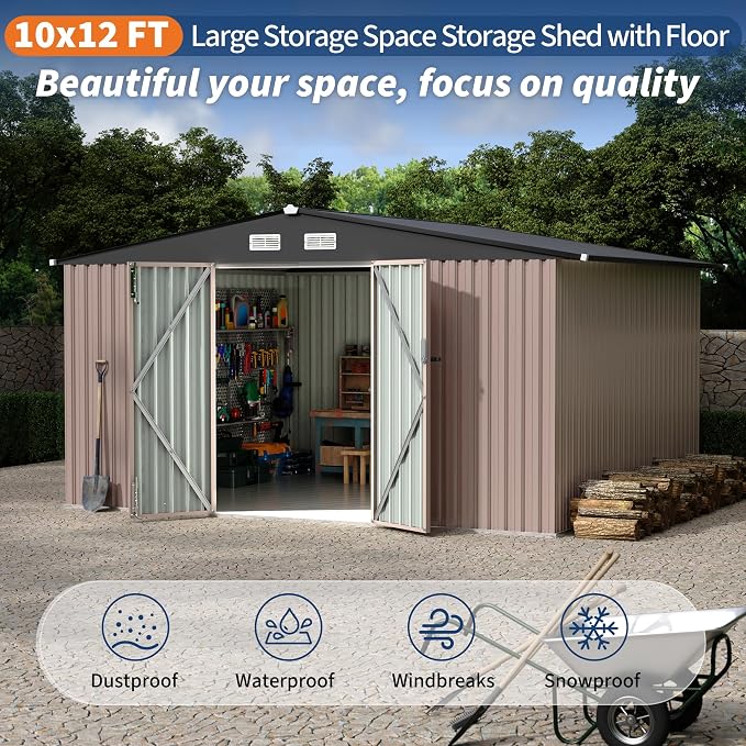 10x12 FT Metal Storage Sheds Outdoor, Metal ToolShed - Image 4
