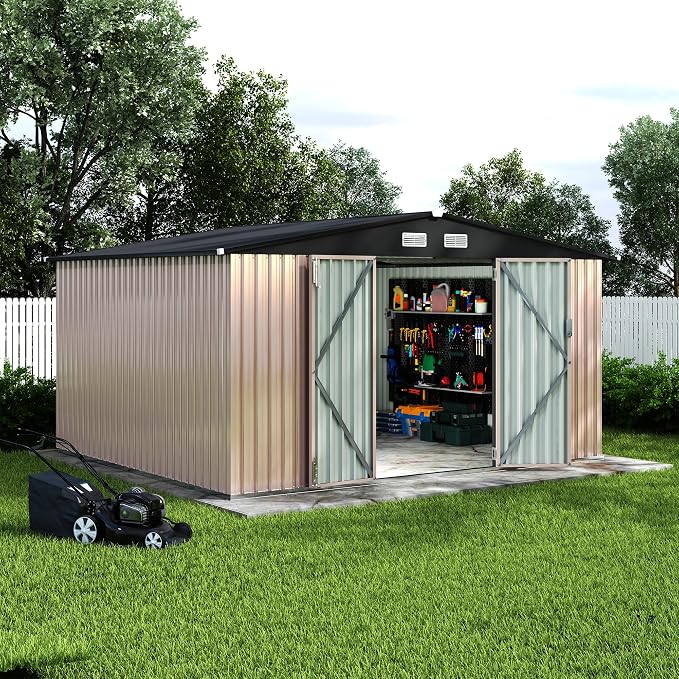 10x12 FT Metal Storage Sheds Outdoor, Metal Yard Sheds Garden Shed Kit - Image 8