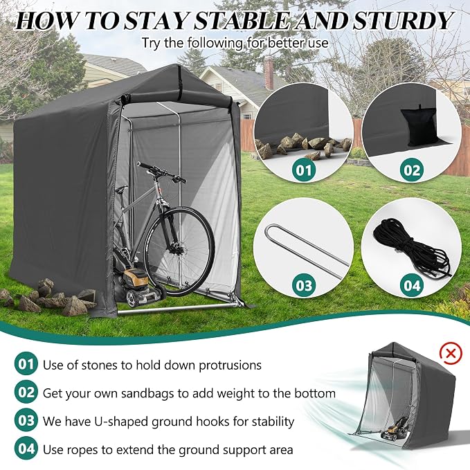 6 x 3ft Outdoor Cycle Storage Shelter - Image 6