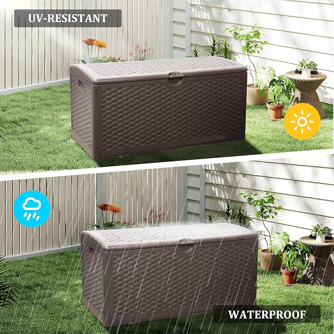 80 Plus Gallon Outdoor Storage Box, Waterproof Resin Deck Box Outdoor Storage - Image 4